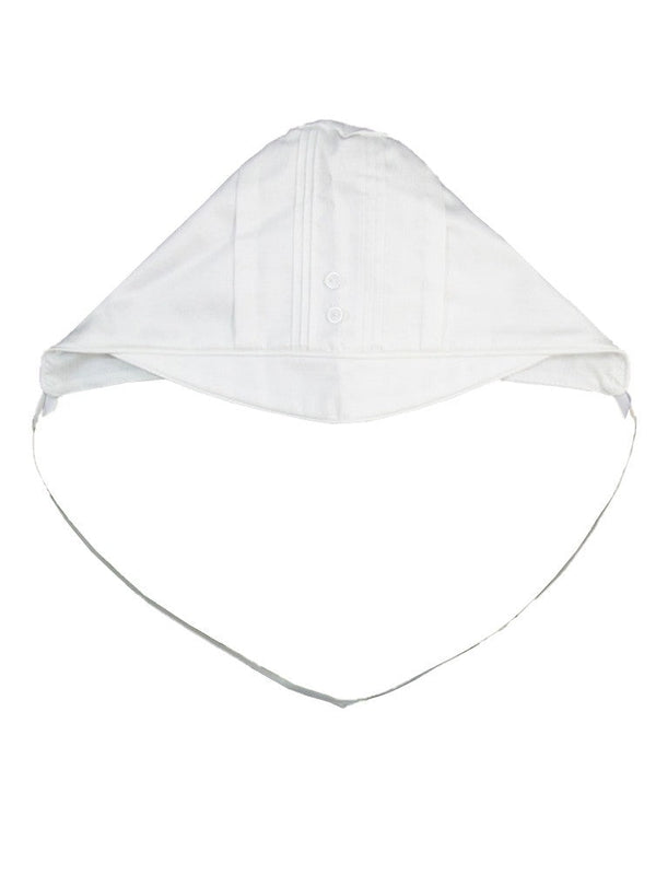 Baby Boys White Satin Cotton Pin-Tucking Buttons Hat  0-12M - SophiasStyle.com